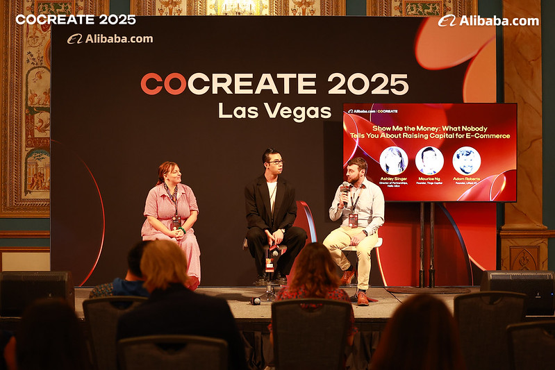 Adam Roberts speaking on the 'Show Me the Money' panel at Alibaba COCREATE 2025 in Las Vegas